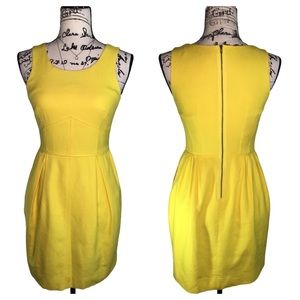 J. Crew Basket Weave Sleeveless A-Line Shift Career Work Dress Yellow 64991 Sz 0